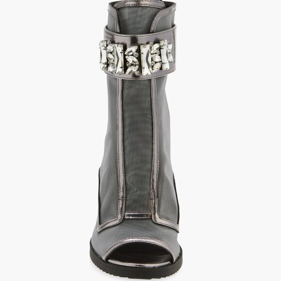 Karl Lagerfeld Paris Blayze Peep Toe Bootie Women Size 8.5 Silver/Grey New - Picture 11 of 12